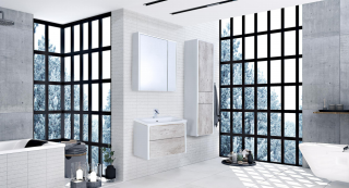 Тумба под раковину Roca Ronda ZRU9303004 80 см бетон/белый глянец